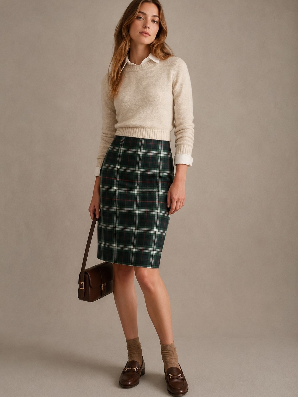 The Scoth House Vintage Heritage Tartan Plaid Skirt Wool knee-length Preppy Luxe